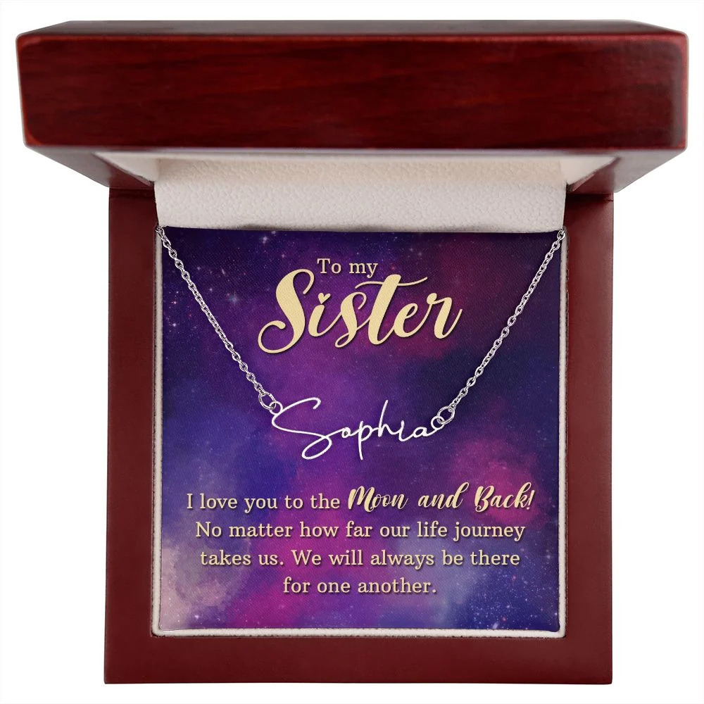To My Sister I Love You Personalized Silver Tone Name Necklace Custom Name G